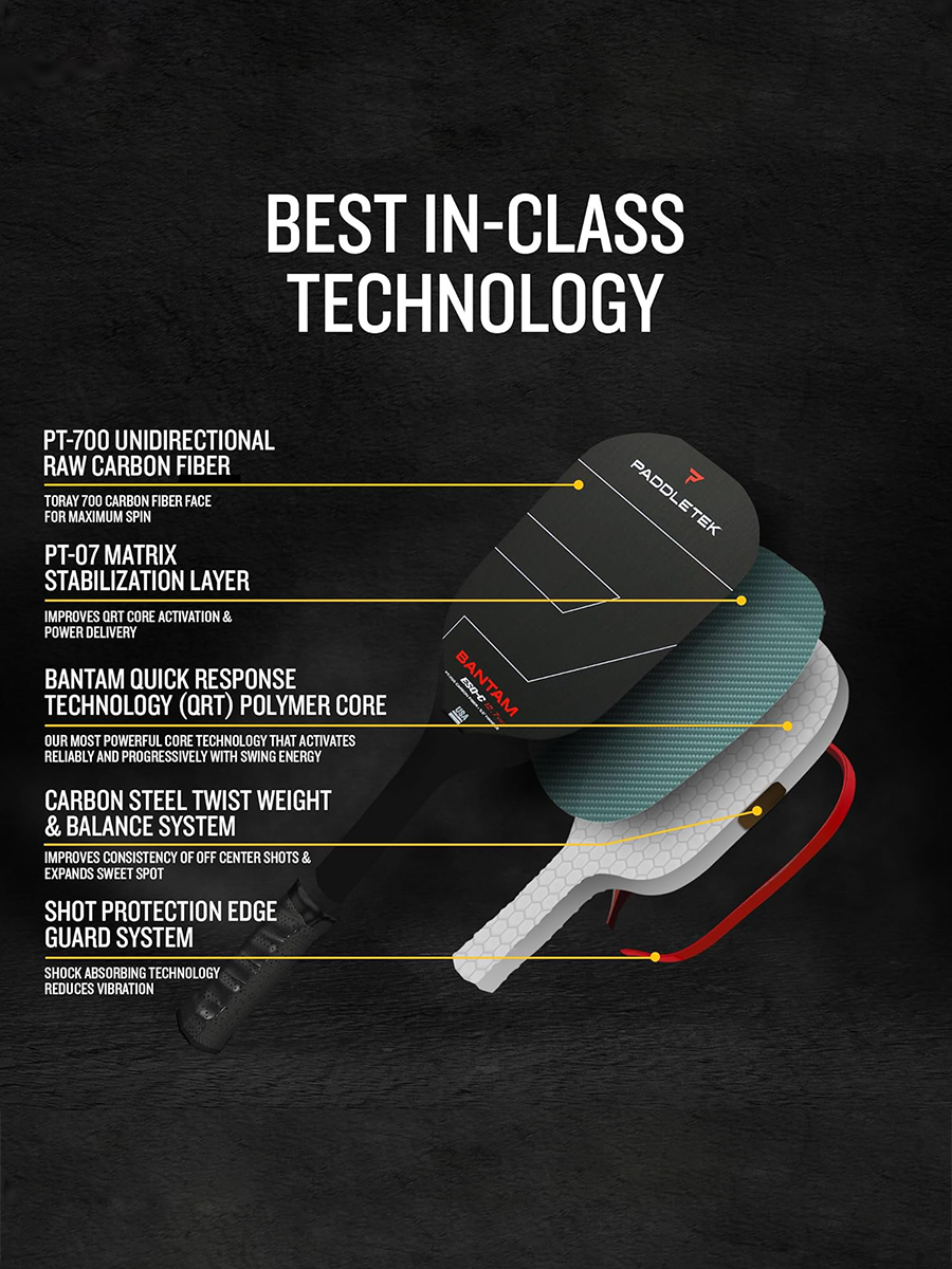 PADDLETEK Bantam ESQ-C 12.7mm Pickleball Paddle