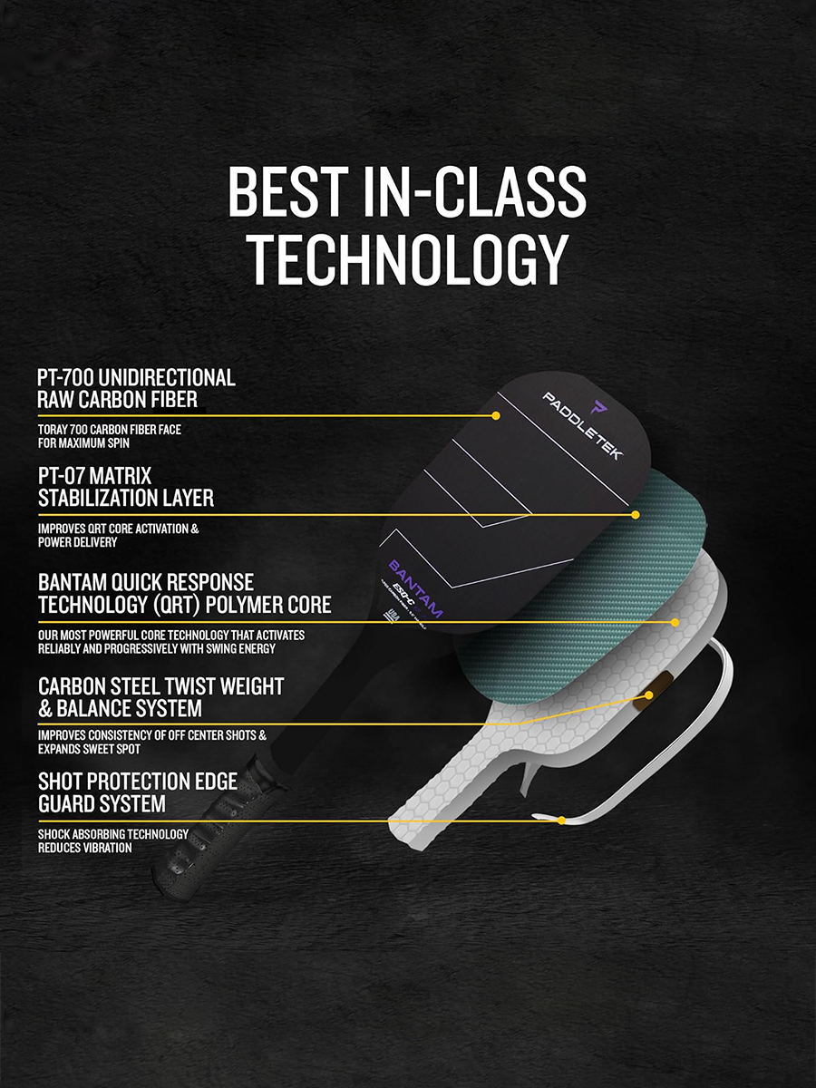 PADDLETEK Bantam ESQ-C 12.7mm Pickleball Paddle