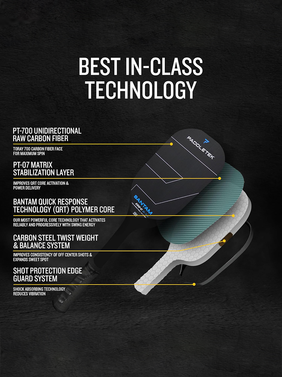 PADDLETEK Bantam ESQ-C 12.7mm Pickleball Paddle