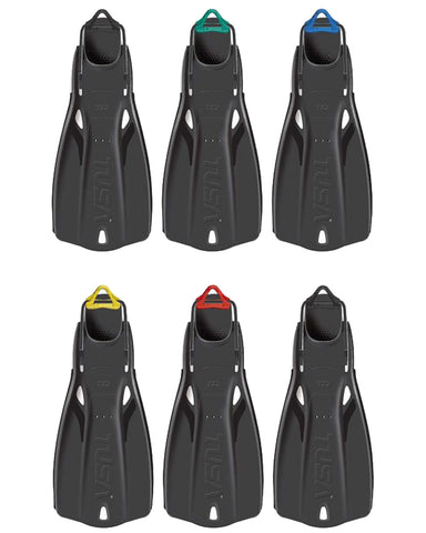TUSA TRAVEL RIGHT FINS WITH COLOR HEEL GRIP