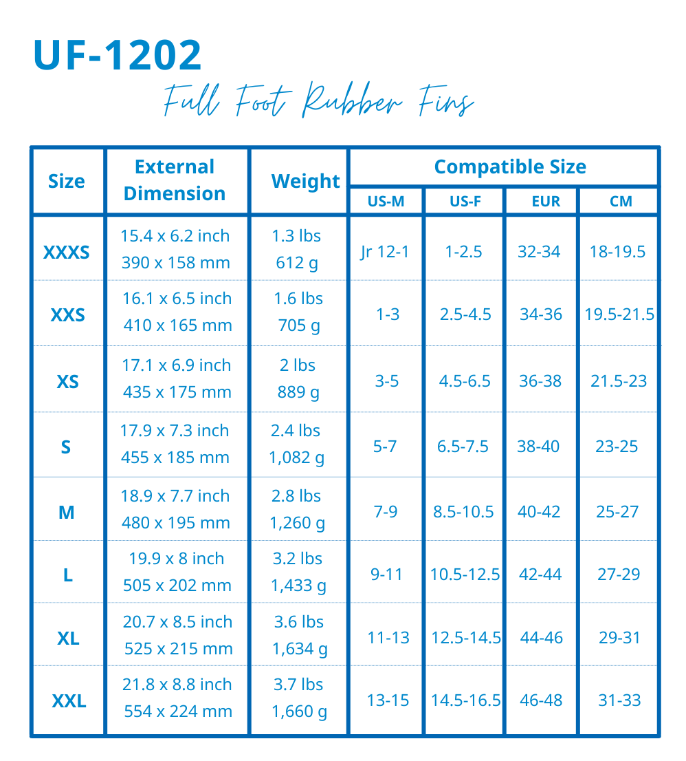 TUSA SPORT UF-1202 Full Foot Rubber Fins